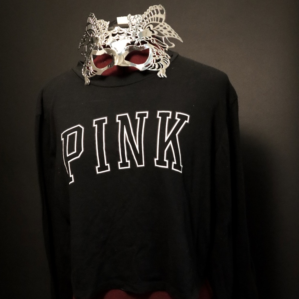 Pink Victoria's Secret Black Long Sleeve Shirt